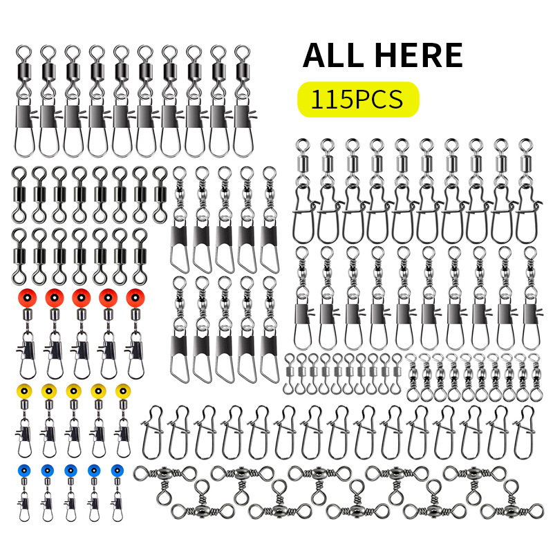 Fishing Equipment Box - 115pcs Kit Konektor Swivel Pancing dengan