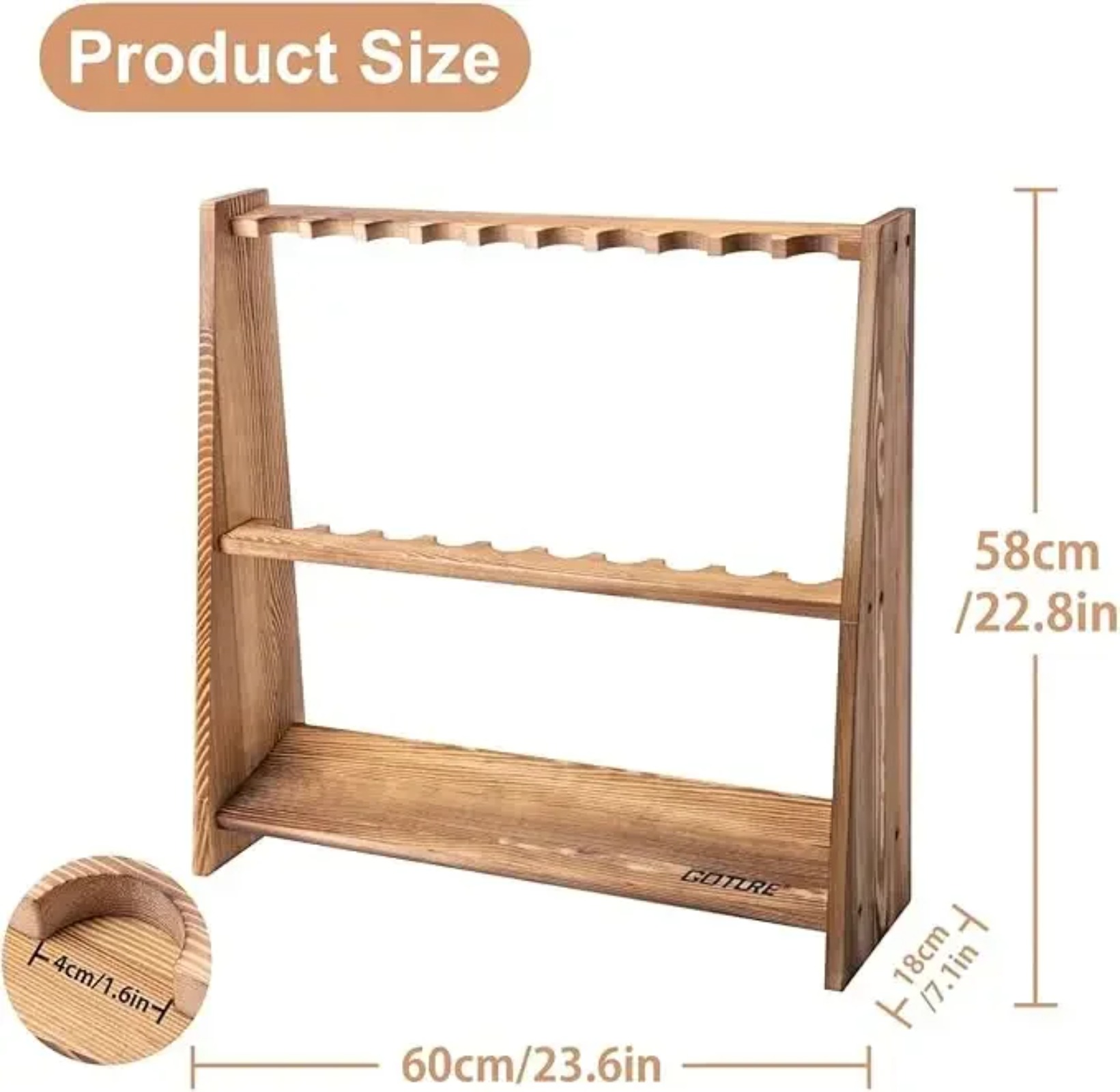 Rak Pancing Kayu Pinus Karboni - Fishing Equipment Organizer ulasan dan harga